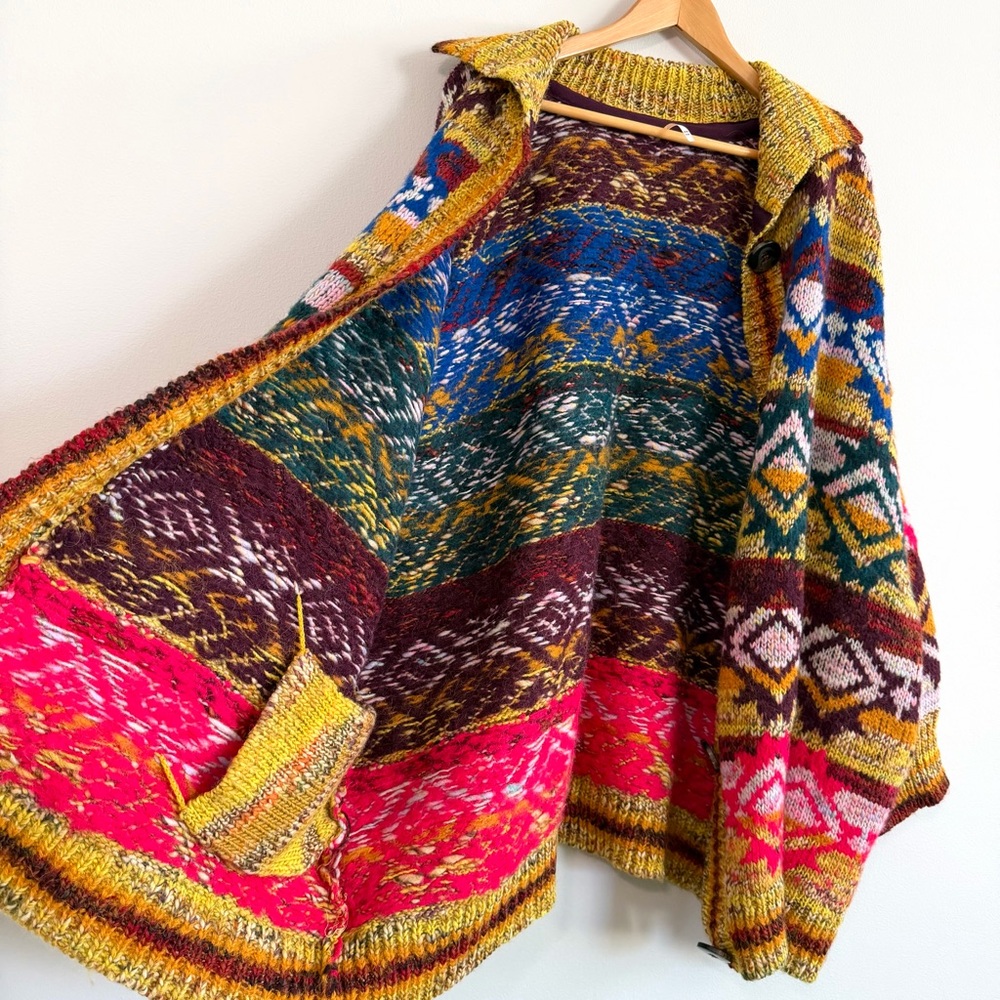 Free People Isle of Sky Multicolor Oversized Sweater Coat Women’s Size XS/S - Picture 10 of 15